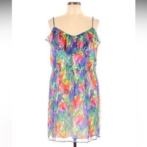 Shoshanna Women's Floral Silk Dress Standard Size 10 Spaghetti Strap Knee Length